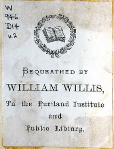 Image of the bookplate found in William Willis' personal books.