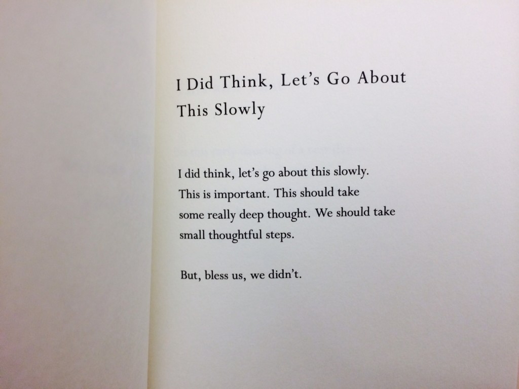 "I Did Think, Let's Go About This Slowly," from Mary Oliver's Felicity. 