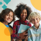 Teens smiling and holding books