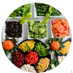 A colorful platter of vegetables and beans