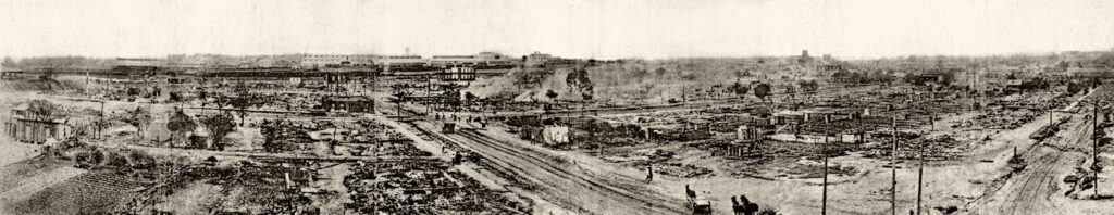 panarama of the ruined area of the Tulsa Race Massacre