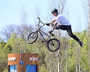 Boys' Qualification of mixed BMX freestyle park at the 2018 Summer Youth Olympics in Buenos Aires on 10 October 2018. Depicted: Evan Brandes.