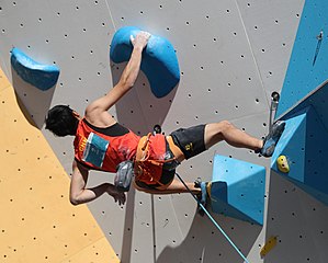 Lead climbing competition in the final of the boys' sport climbing at the 2018 Summer Youth Olympics in Buenos Aires on 10 October 2018.