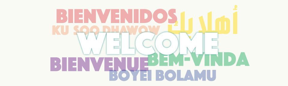 "welcome" in many languages