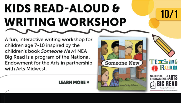 A fun, interactive writing workshop for children age 7-10 with the Telling Room inspired by Anne Sibley O'Brien's children's book "Someone New"! Part of the NEA Big Read: Portland Maine.
