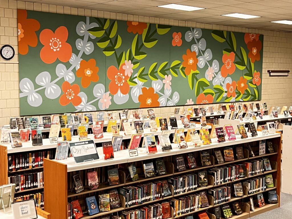 Rachel Adams created a large mural that was recently installed at Riverton Branch