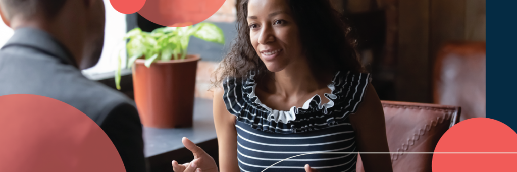 Young woman has an interview with a potential employer