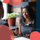 Young woman has an interview with a potential employer