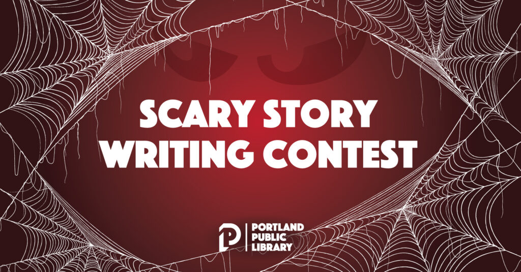 Spider webs surround the words "Scary Story Writing Contest"