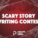 Spider webs surround the words "Scary Story Writing Contest"