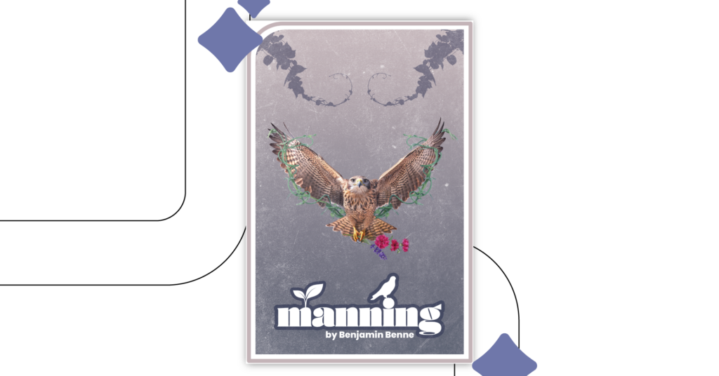 Poster of Portland Stage's production of "Manning" by Benjamin Benne