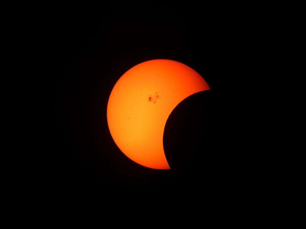 An example of what the sun looks like during a partial solar eclipse